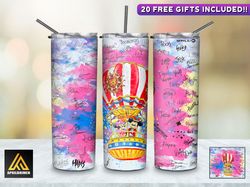 Aprilbrimer Tumbler, Cartoon Character Signatures Collection Skinny Tumbler, Sublimation Instant Tapered Skinny Tumbler