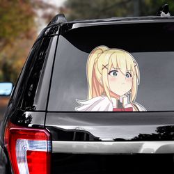 konosuba decal for car, konosuba sticker, anime decal, anime sticker, darkness sticker for car, manga decal for car