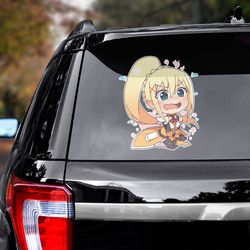 konosuba decal for car, konosuba sticker, anime sticker, darkness sticker for car, manga decal for car, anime decal