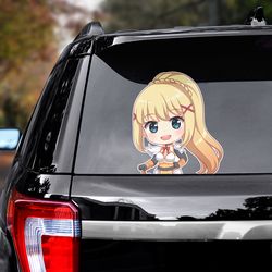 konosuba decal for car, konosuba sticker, anime decal, anime sticker, manga decal for car, darkness sticker for car