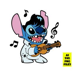 Stitch As Elvis Svg, Stitch Svg, Stitch Png, Cartoon Svg, Ai Digital File
