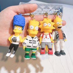Disney Simpsons Action Figure PVC Keychain  Pendant Key Holder for Backpack Ornament Kids