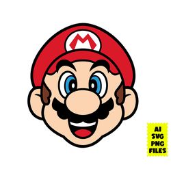Super Mario Svg, Mario Face Svg, Funny Mario Svg, Mario Svg, Game Svg, Cartoon Svg, Ai Digital File