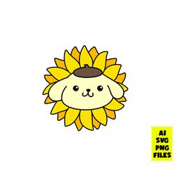 Purin Sunflower Svg, Purin Svg, Hello Kitty Svg, Purin Face Svg, Sunflower Svg, Cartoon Svg, Ai Digital File