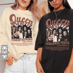 queen rock merch music shirt, news of the world album music graphic tee, queen rock band vintage retro merch sweatshirt