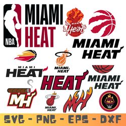 Miami Heat Bundle SVG - PNG - EPS - DXF , Miami Heat basketball team SVG - Sport Team Fashion Logo.