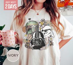 Vintage Floral Star War Shirt, Comfort Color Star War Shirt, Star War Floral Shirt, Darth Vader, Stormtrooper
