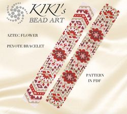 Aztec flower Peyote Pattern Beading Bracelet design, Seed Bead Patterns, Beaded Graph, Digital PDF- instant download