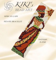 Africa, African Lady Peyote Pattern Beading Bracelet design, Seed Bead Patterns, Beaded Graph, Digital PDF instant downl