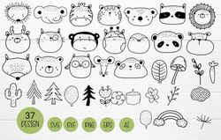 37 Woodland Animals Bundle SVG Cut File