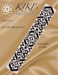 Scrolls Peyote Pattern Beading Bracelet design, Seed Bead Patterns, Beaded Graph, Digital PDF- instant download