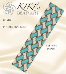 Braid peyote bracelet cuff pattern, peyote pattern for beaded bracelet -  in PDF instant download
