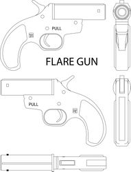 FLARE GUN LINE ART VECTOR FILE Black white vector outline or line art file
