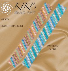 Fiesta colorful peyote bracelet pattern, peyote pattern - in PDF instant download