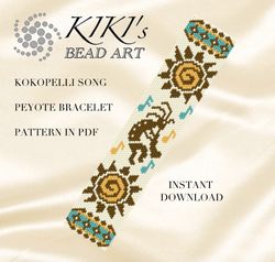 Kokopelli song, native inspired peyote bracelet pattern Peyote Pattern in PDF instant download