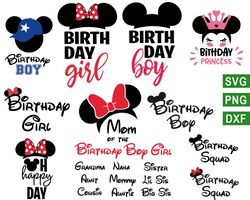 Disney Family Birthday Girl svg, Minnie Half svg, Birthday Boy svg svg, Birthday Ears svg, Birthday Squad svg