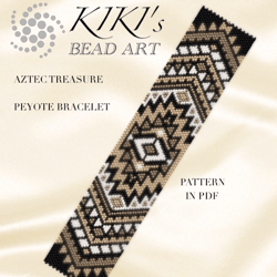 Aztec treasure peyote bracelet pattern, peyote pattern design in PDF - instant download