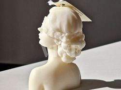 Flower Blindfolded Girl Candle | Unique Candle | Aesthetic Candle | Woman Candle| Sculpture Candle| Handmade Candle