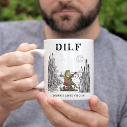 Frog Mug, Dilf, Cottagecore mug, Dad Gift, mushroom
