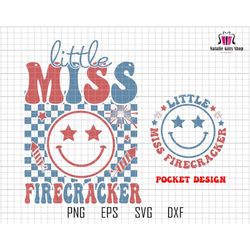 Little Miss Firecracker Svg for Girl, 4th Of July Shirt Design, Kids 4th Of July Shirt, Groovy 4th July, American Girl S