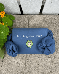 Is This Gluten Free Frog Embroidered Sweatshirt, Kawaii Cute Frog Crewneck Sweater, Funny Gluten Free Sweatshirt
