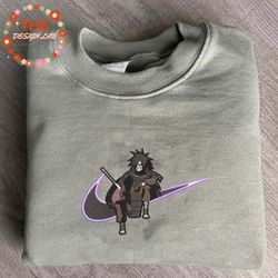 NIKE X Madara Embroidered Sweatshirt, Naruto Anime Embroidered Sweatshirt, Custom Anime Embroidered Crewneck, Best Shirt