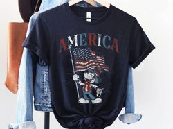 Patriotic America Mickey Mouse with Flag Shirt, Happy 4Th Of July Disney Tee, Di