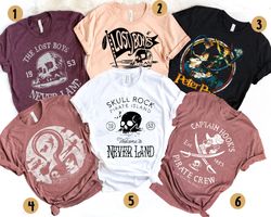 Peter Pan Disney Group Tee, Skull Rock Pirate Island Shirt, Peter Pan Group Lond
