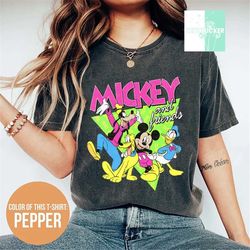 Retro Mickey and Friends Comfort Colors Shirt, Vintage Disney Group Shirt, Disney Neon Portrait, Disney 90s Shirt, Disne