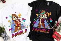 Chip n Dale Double Trouble Shirt Disney Couple Matching Tee Walt Disney World Te