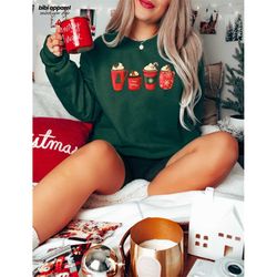Christmas Coffee Sweatshirt, Christmas Sweater, Cute Christmas Sweatshirt for Women, Cozy Holiday Sweatshirt, Holiday Sw