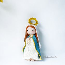 crochet doll blessed virgin Mary, amigurumi mary, holy Mary doll, amigurumi our lady of grace, Christian doll, handmade