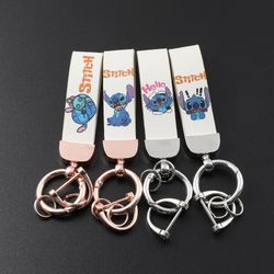 Disney Lilo & Stitch Keychains Cute Stitch Pattern Leather Keyrings Cartoon Jewelry for Women