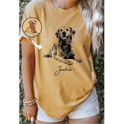 custom pet t shirt with pet photo and name | personalized pet portrait shirt | custom dog cat graphic tee