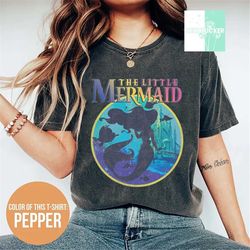 Disney Little Mermaid Vintage Poster Style Graphic Comfort Colors Shirt, Magic Kingdom Trip Unisex Shirt Family Birthday