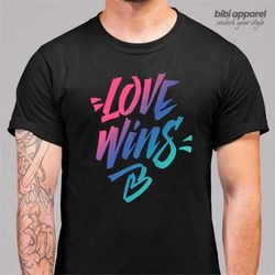 Men's Love Wins Shirt LGBTQ Support Ally Shirt Flag Rainbow Shirts Equality LGBT TShirts Gay Trans Support Tee Man Unise