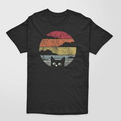 Black Cat Sunset Retro Printed Men's T-Shirt