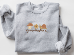 Embroidered Cottage Core Sweatshirt, Groovy Mushroom Sweatshirt, Embroidered Snail Sweatshirt, Indie Gifts, Nature Gifts