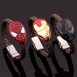 Superhero Avengers Bracelet Black Panther Iron Man Captain America Spiderman Handmade Woven