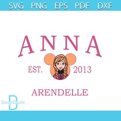 Disney Frozen Anna Arendelle Est 2013 SVG Cutting Files