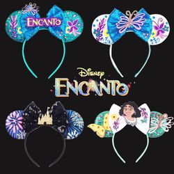Disney Encanto Princess Headdress Cute Mickey Minnie Ears Headband Sequin Bow Girls Hair Bands Head Hoop Kid