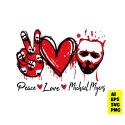 Peace Love Michael Myers Horror Character Halloween Svg, Michael Myers Svg, Halloween Svg, Horror Movie Svg, Ai File