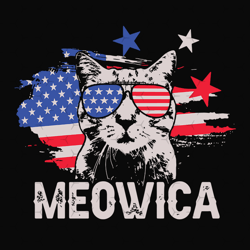 4th Of July Meowica Svg, Independence Svg, Independent Cat Svg, Meowica Svg, Retro Independence, Independent Meow Svg