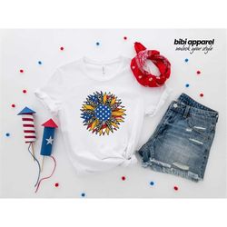 American Flag Sunflower, USA T-shirt, Sunflower, Sunflower Flag, Floral Flag Shirt, Patriotic Shirt, Bella Canvas, 4th o
