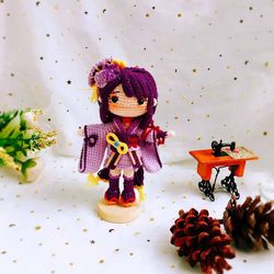 Raiden Shogun Genshin Impact Amigurumi Pattern, Handmade Crochet Ei Amigurumi Doll, Crochet Doll PDF Pattern, Chibi Doll