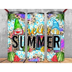 Hello Summer Tumbler Png, Tumbler Png, 20oz Skinny Tumbler Sublimation Designs PNG, Summer Png, Salty Beach, Gnome Tumbl