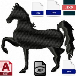 "Graceful Majesty: Embroidered Black Horse Designs for Equine Enthusiasts"