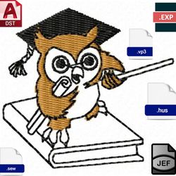 "Wise Guides: Embroidered Owl Teacher Designs for Educational Inspiration"