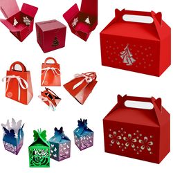 christmas box 5 template svg - christmas gift box template exclusively for cricuts