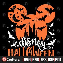 Disney Halloween Svg Halloween Castle Svg, Mickey Head Bats Svg